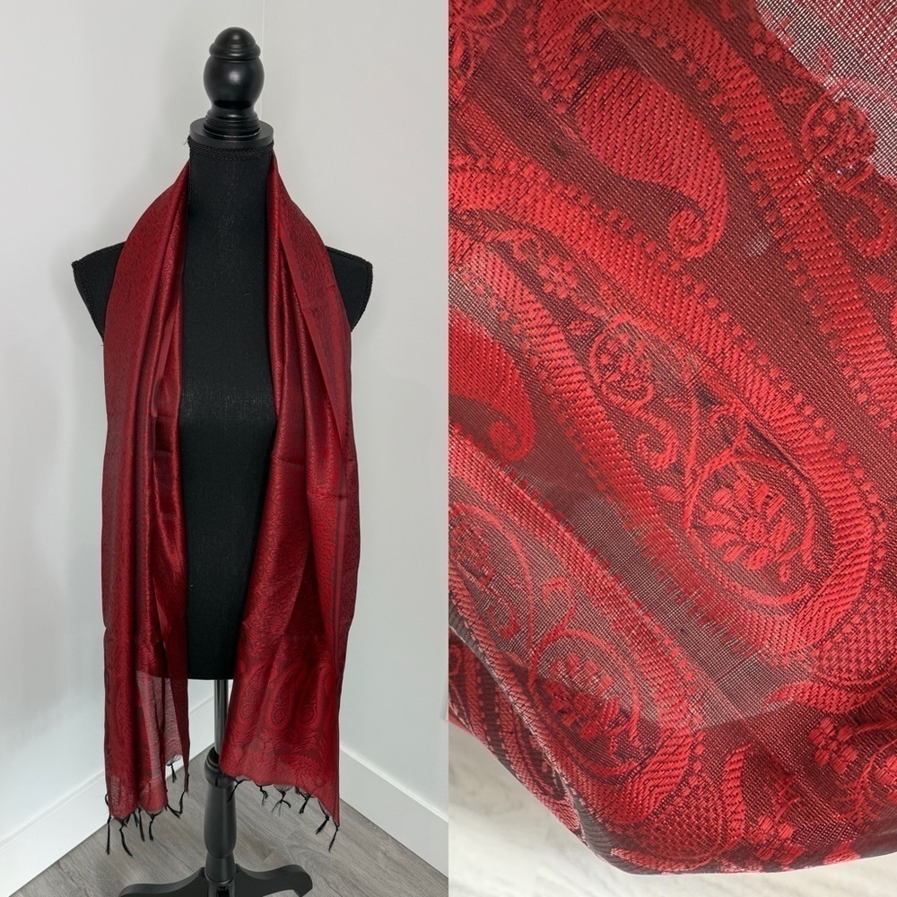 Sheer Women's Red Shawl Scarf 22x69